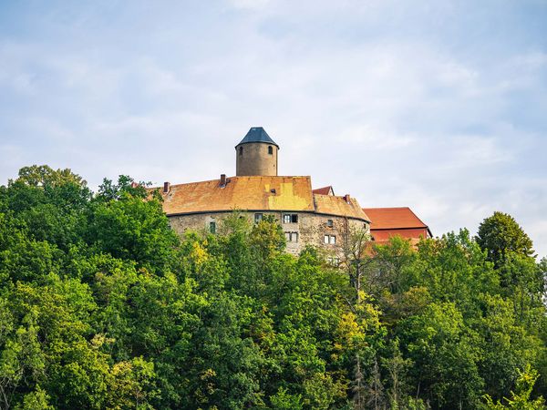 Burg Schönfels umgeben von grüner Natur