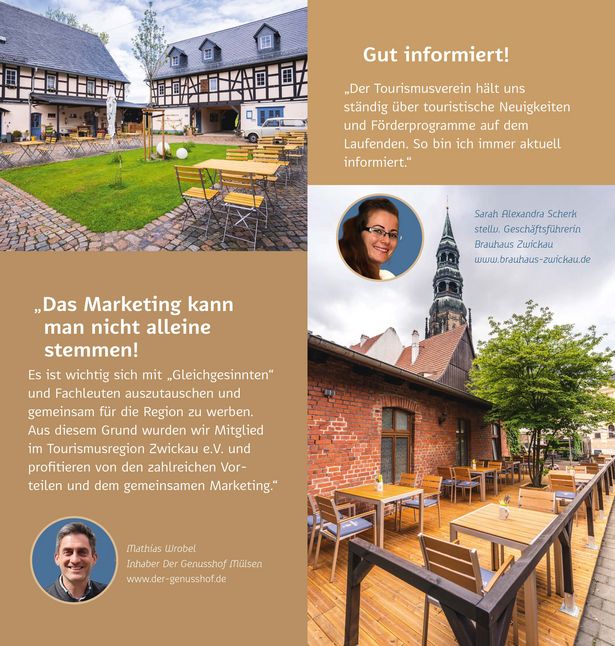 Aussagen von Mitgliedern des Tourismusregion Zwickau e. V. über die Vorteile einer Mitgliedschaft