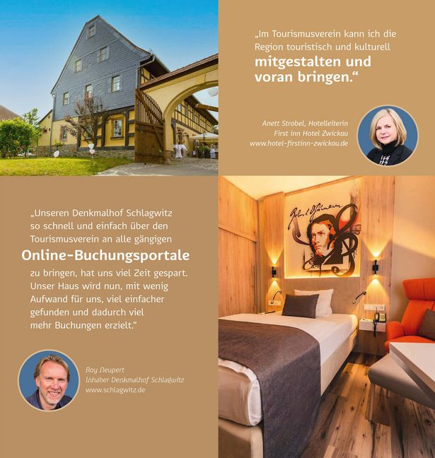 Zitate von Mitgliedern des Tourismusregion Zwickau e. V. über die Vorteile einer Mitgliedschaft